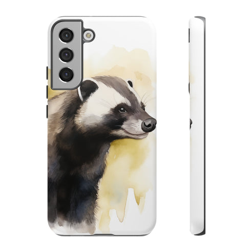 Badger on a Yellow Background - Impact Resistant Phone Case Samsung Galaxy S22 Plus Matte